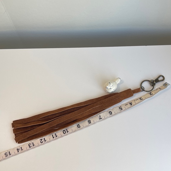 Genuine Leather Tassel Bag Charm Key Fob - Picture 7 of 7